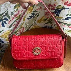 CXL by Christian Lacroix Clara Red Embossed Logo Shoulder Bag retail $98